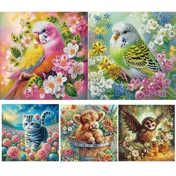 R # 5D DIY Частичная дрель специальной формы Алмазная картина Животные Украшения 40x40 KH160