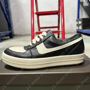 R-o Design Black White Leather Low Top Shoe Geobasket High Quality Men Shoes Women Casual Sneaker Lace Up Flat Sneakers Boot 34