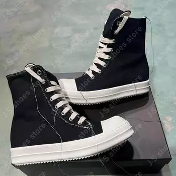 R-o Design Sneakers Black Canvas High Top Shoe Tassel Style High Quality Men Shoes Women Casual Sneaker Ankle Boot Zipper Boots 34