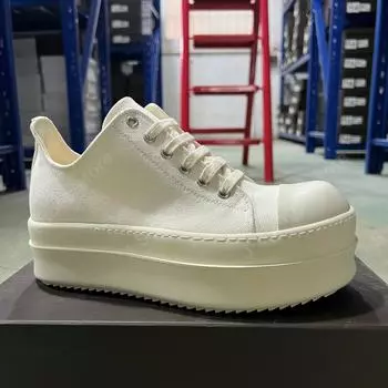 R-o Designer White Shoe Men Sneaker Women Beige Canvas Low Top Casual Shoes Lace Up Platform 6cm Thick Sole Sneakers Pantshoes 35