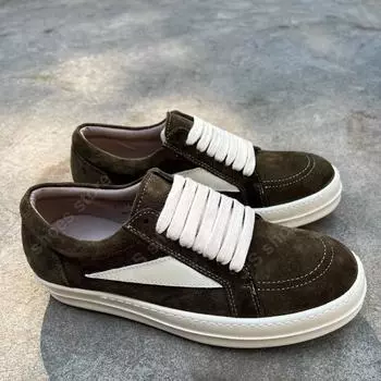 R-o Genious Brown Suede With White Leather Low Top Shoe High Quality Men Sneaker Lace Up Women Sneakers Casual Shoes 34