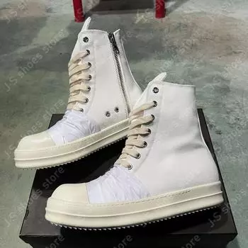 R-o Geobasket White Canvas High Top Shoes Sneaker Luxury Design Men Shoe Genious Zipper Sneakers Women Ankle Boots Casual Boot 34