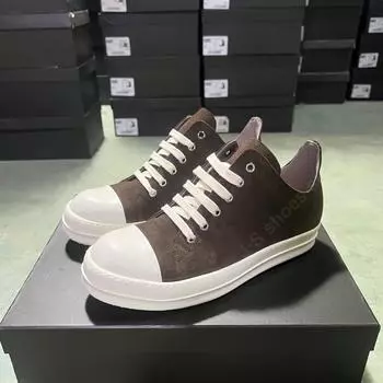R-o Luxury Men Shoe Brown Suede Women Casual Sneaker Luxury Design Low Top Shoes Lace Up Cow Suede Leather Flat Sneakers 34