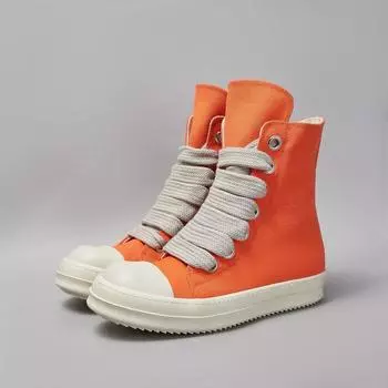 R-o Orange Canvas Boots Men Casual Shoes Women Sneaker Classic Design High Top Shoe Jumbo Laces Zipper Ankle Boot Sneakers 34