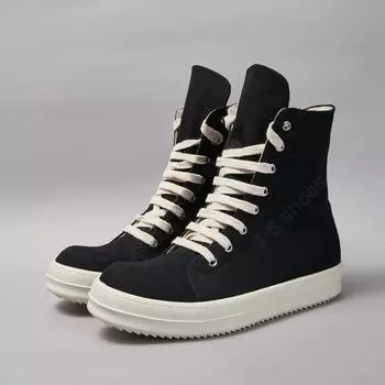 R-o Retro Black Canvas Boots Men Casual Shoes Women Sneaker Classic Design High Top Shoe Lace Up Zipper Ankle Boot Sneakers 34