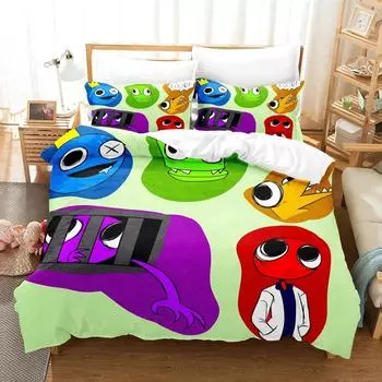 R-Rainbow Friends Bedding Sets 3D Kids Duvet Cover Set With Pillowcase Twin Full Queen King Bedclothes Bed Linen For Boys Girls 70x133cm 2pcs