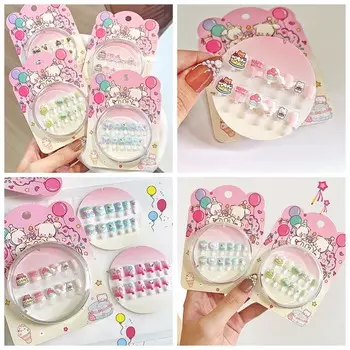 Rabbit Bear Kids Cartoon Fake Nails Puppy Dog Kids Fake Nail Extension DIY Nail Art E and F