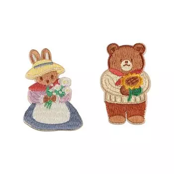 Rabbit Cartoon Embroidered Patch Self-adhesive Clothes Appliques Phone Case Clothing Patch Sewing cat