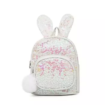 Rabbit Cute Sequined Ear Backpack Pu Material Suitable For Childrens Life Daily