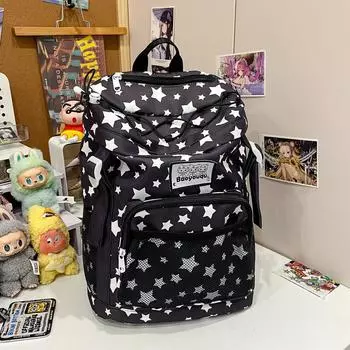 Rabbit Cute Star Bone Printed Student Backpack With Strap Decoration For School