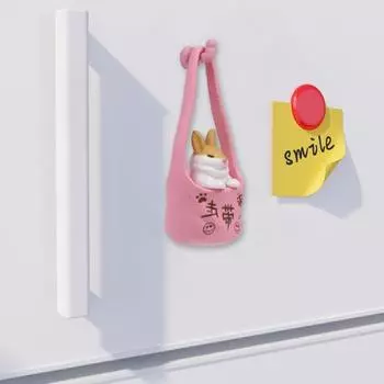 Магнит на холодильник с кроликом, красочная сумка с животными, модель кролика, магнитное ремесло, прекрасный орнамент, фигурка из ПВХ, телефон на холодильник красный
