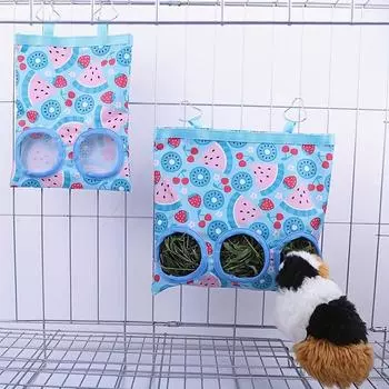 Rabbit Hamster Hay Feeding Bag Hanging Feeding Bag Hay Dispenser Rabbit Guinea Pig Hamster Small Pet Storage Compartment