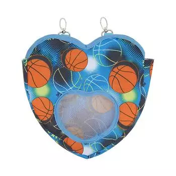 Rabbit Hay Feeder Bag Basketball Pattern Heart Shape Hanging Hay Feeder Bag for Small Pet
