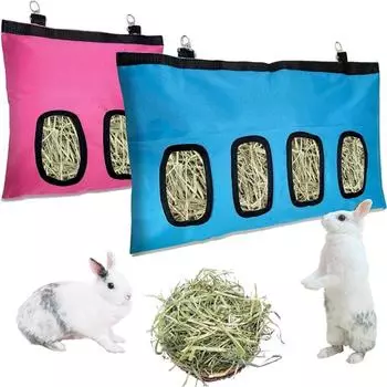 Rabbit Hay Feeder Bag, Guinea Pig Hay Feeder Storage, Rabbit Hay Bag, Hay Bag Hanging Feeder for Rabbit Guinea Pig чёрный