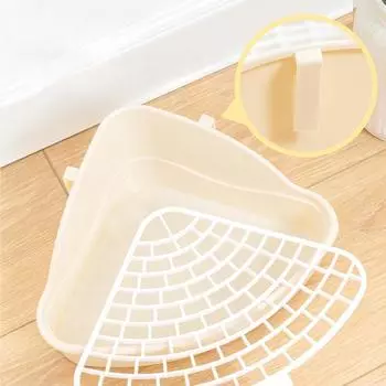 Rabbit Litter Box Guinea Pig Toilet Hollowed-out Triangular Animals Potty Bunnies Chinchillas Corner Toilet Box Pet Supplies розовый