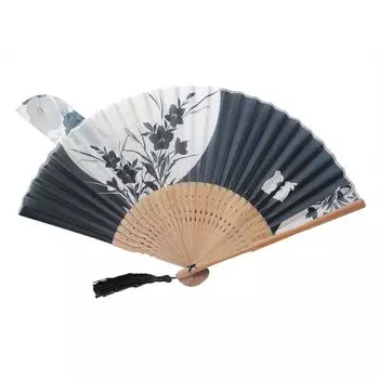 Rabbit Made of Floral Japanese Handheld Present [boshiho] Fan, Women s, Bamboo, Rayon, Beautiful, Pattern, Stylish, Accessory, Elegant, Ornate,