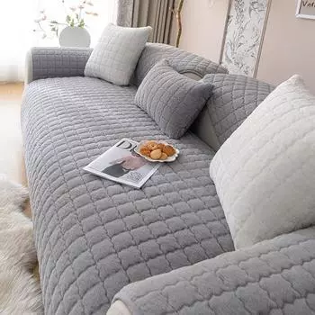 Кролик плюшевый диван-крышка сгущения без скольжения кушетка с твердым цветом клетки для гостиной. 70x70cm 1pcs
