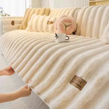 Rabbit Plush Sofa Cushion Anti-slip Universal Sofa Covers for Living Room Thick Super Soft Couch Slipcovers Sofas Protector A 70x70