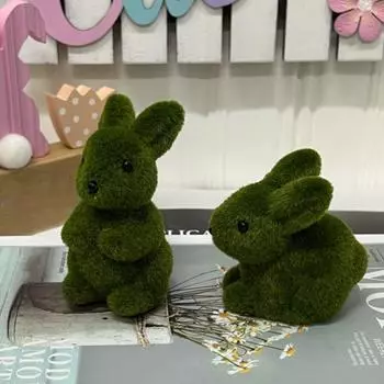 Rabbit- Shape Plants, Artificial Green Plants, Suitable For Easter Porch Decoration Outdoor Indoor One Size зелёный