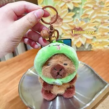 Rabbit Snake Wearing Chicken Cat Penguin Headgear Capybara Plush Keychain Gift