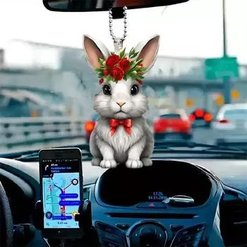 Rabbit Stylish Acrylic Pendant Charming Cartoon Car Decor For Your Vehicle Interior 1