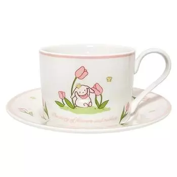 Rabbit Tulip Cup and Saucer Ins Ceramic Coffee suit French Afternoon Tea Advanced Sense Cup and Saucer suit 250ml