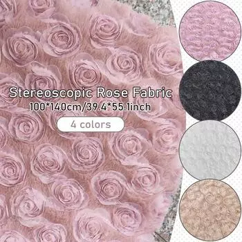 Кролик бархат роза вышитая плюшевая ткань PV бархат 3D роза толстая искусственная меховая ткань для зимнего пальто своими руками одежда фото реквизит 1M