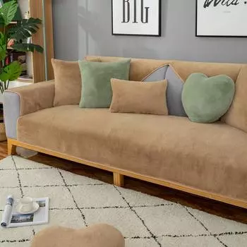 Rabbit Velvet Warm Plush Sofa Cushion Winter Thickened Non-Slip Living Room Sofa Cover Leather Sofa Backrest Armrests Dust Cover 70*70cm красный