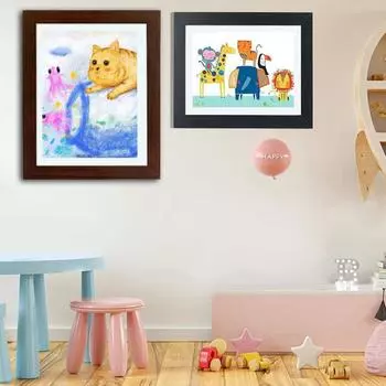 Рабочая фоторамка Детская художественная рамка Сменная магнитная рамка Передняя открытая фоторамка для показа детских рисунков Школьные работы 8 inch чёрный