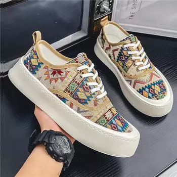 Рабочая мужская обувь, новинка 2024 года, летние новые уличные спортивные туфли, парусиновая обувь, модная тканевая обувь 39 бежевый