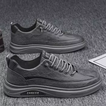 Рабочая мужская обувь весна 2025 года, новые водонепроницаемые и нескользящие кожаные туфли для молодежи, универсальные повседневные спортивные модные туфли 39 серый