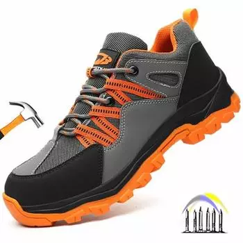 Рабочая обувь для мужчин, защитные кроссовки с защитой от проколов и стальным носком, противоскользящая защитная обувь, рабочие ботинки, защитная рабочая обувь 36