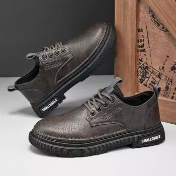 Рабочая одежда деловые кожаные туфли мужские корейские версии повседневные маленькие кожаные туфли рабочие подростковые мужские туфли Martin фабричные волосы 39 коричневый