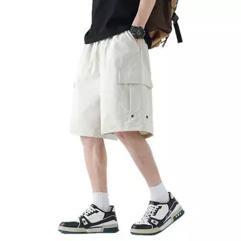 Рабочая одежда, шорты с несколькими карманами, мужские шорты длиной пять четвертей для пар, мужские пляжные брюки, шорты из эластичного быстросохнущего шелка для активного отдыха XXXL чёрный