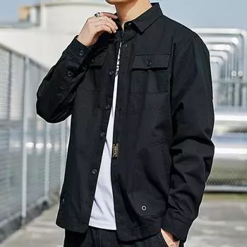 Рабочая рубашка Ins Модная мужская рубашка с длинными рукавами в гонконгском стиле, повседневная корейская версия, модная и красивая одежда без глажки, осень M