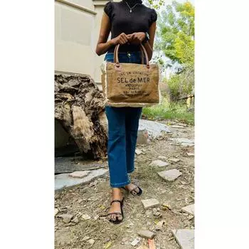 Рабочая сумка из холста для женщин Женская сумка из холста и кожи 13 x 10 x 5 in