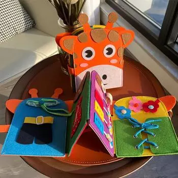 Рабочая тетрадь для любознательного ребенка для 4 лет «Учимся завязывать шнурки» Монтессори, фетровая игрушечная сумка, бесшумная книга-бусси, Монтессори, материал для практической жизни