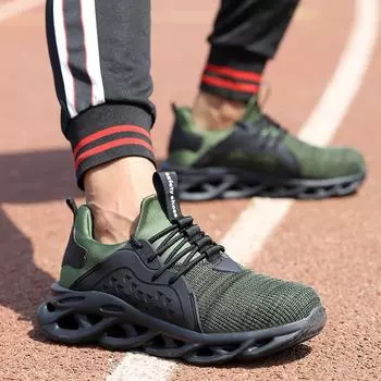 Рабочая защитная обувь для мужчин, летние дышащие ботинки, рабочие кроссовки со стальным носком, устойчивые к ударам, для строительства 48 чёрный