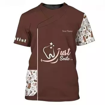 Рабочее платье для стоматолога, забавная уличная футболка с 3D-моделированием и принтом в стиле хип-хоп, уличная футболка с короткими рукавами S