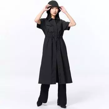 Рабочее платье-рубашка GU by Uniqlo с короткими рукавами Q