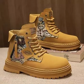 Рабочие ботинки для мужчин, ботильоны, повседневные кроссовки, спортивная и досуговая обувь для мужчин, круглый носок, износостойкая, модная, новая 39 чёрный