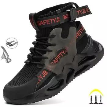 Рабочие ботинки, неразрушимая защитная обувь, мужская обувь со стальным носком, устойчивые к проколам кроссовки, мужская обувь, рабочая обувь для взрослых 36 чёрный