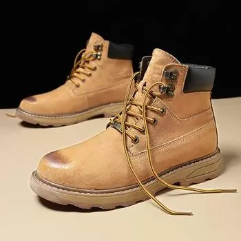 Рабочие ботинки, новые мужские рабочие ботинки с 4 отверстиями на платформе, нескользящая спортивная и повседневная походная обувь на открытом воздухе 38 жёлтый