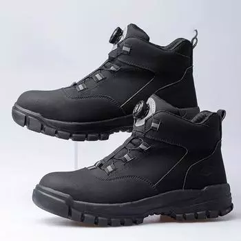 Рабочие ботинки с вращающимися кнопками, мужские ботинки со стальным носком, защитные ботинки, устойчивые к проколам, водонепроницаемые, неразрушаемые ботинки больших размеров 45 чёрный