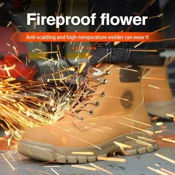 Рабочие ботинки со стальным носком, мужские противоожоговые ботинки для сварщиков, непромокаемые защитные ботинки, мужские и женские рабочие ботинки, защитные ботинки, мужские 37