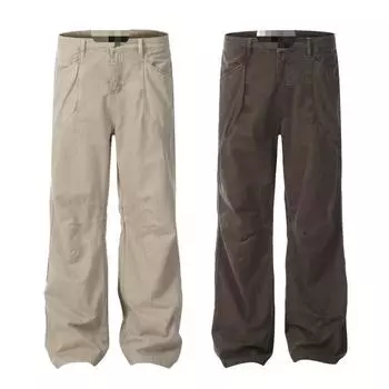 Рабочие брюки для мужчин, прямые джинсы в стиле ретро, слегка расклешенные S