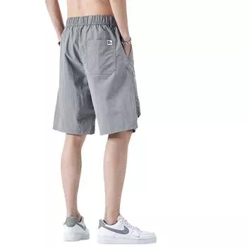 Рабочие брюки Ice Silk, мужские летние повседневные брюки, мужские летние тонкие брюки с пятью точками, мужские летние модные свободные спортивные шорты M чёрный
