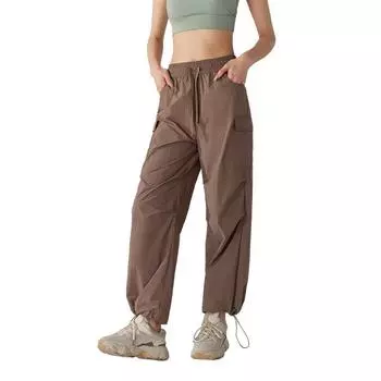 Рабочие брюки Женские брюки Весенние и летние спортивные брюки для бега Широкие ветрозащитные брюки S чёрный