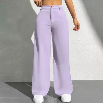 Рабочие брюки женские деловые повседневные с высокой посадкой и широкими штанинами, нарядные рабочие наряды L фиолетовый