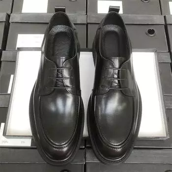 Рабочие кожаные туфли мужские деловые деловые кожаные дышащие повседневные костюмные туфли для жениха свадебные туфли мужские кожаные зимние туфли 38 чёрный